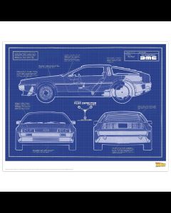 DeLorean Skizze Kunstdruck